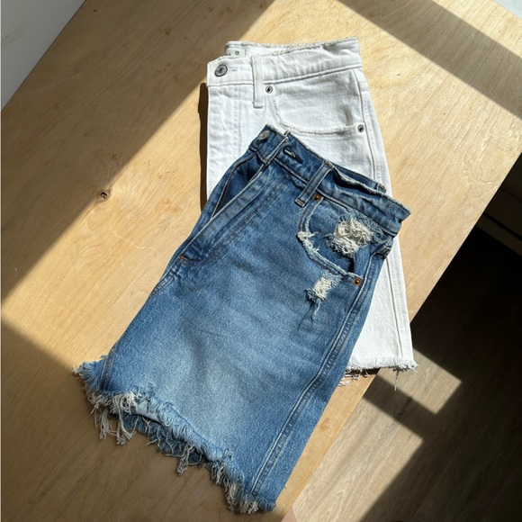 abercrombie and fitch white denim high rise mini skirt - Picture 2 of 4